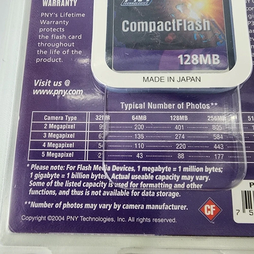 PNY 128‎ MB Compact Flash Memory Card - VGC (P-CF128-RF)